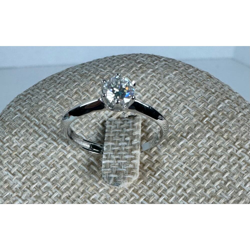 925 Sterling Silver Moissanite Solitaire Ring GRA Certified